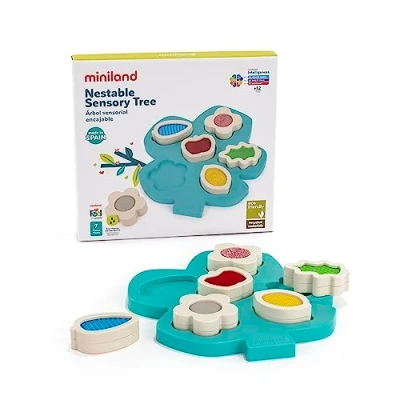 Afbeelding van Miniland Insteekbare sensorische boom, sensorisch speelgoed voor baby&#039;s van 12 tot 24 maanden, gemaakt in Spanje gerecyclede en recyclebare materialen, feel to learn collectie.