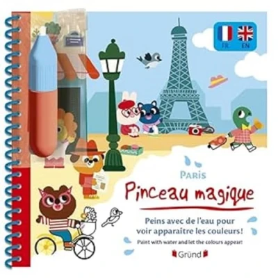 Afbeelding van pinceau magique Paris Livre bilingue coloriage à l&#039;eau avec un À partir de 3 ans