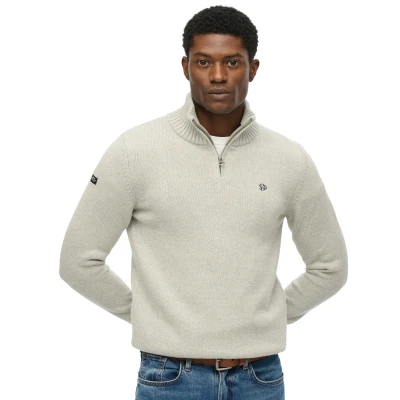 Afbeelding van Superdry Trui Coton Half Zip Knit M62110706a Grey Marl Mannen Maat L