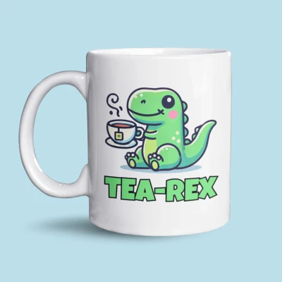 Afbeelding van NietMokken.nl Tea Rex Mok Grappige Dino Theemok Cadeau voor Theeliefhebbers Keramische tas 325ml Vaatwasser en Magnetronbestendig