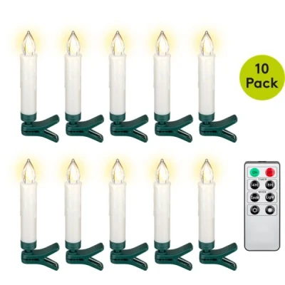 Afbeelding van Kaars led kerstverlichting binnen 10 lampjes warm wit x AAA