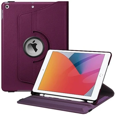 Afbeelding van Fintie Hoes voor iPad 10.2 inch 9. Generatie / 8. Gen 7. (Modell 2021/2020/2019) met Pencil Houder, 360 Graden Roteren Stand Beschermhoes Automatische Slaap waak Functie, Paars