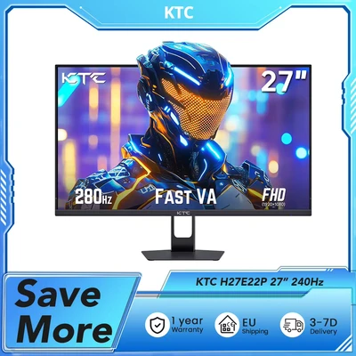 Afbeelding van KTC H27E22P Gaming Monitor,27 inch 1920*1080 FHD FAST VA paneel,contrastverhouding van 4000:1,280 Hz hoge verversingssnelheid,1 ms GTG responstijd,FreeSync &amp; G Sync,HDR10,weinig blauw licht en flikkervrij,2*HDMI 2.0,1*DP 1.4,1*USB 2.0,1*oortelefoon