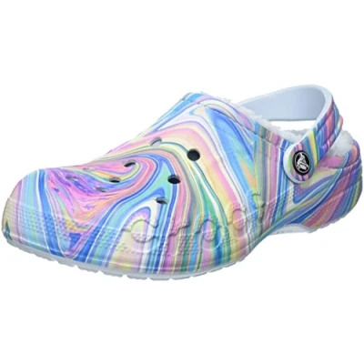 Afbeelding van Crocs Unisex&#039;s Baya gevoerde bedrukte klomp, Mineraal Blauw Multi, 10 UK