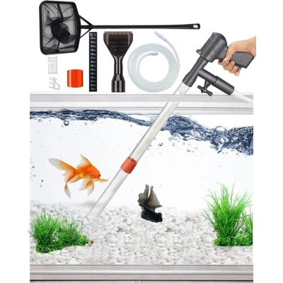 Afbeelding van Professionele Aquarium stofzuiger Set met Algenschraper Werkt zonder batterijen Bodemreiniger Gravel cleaner