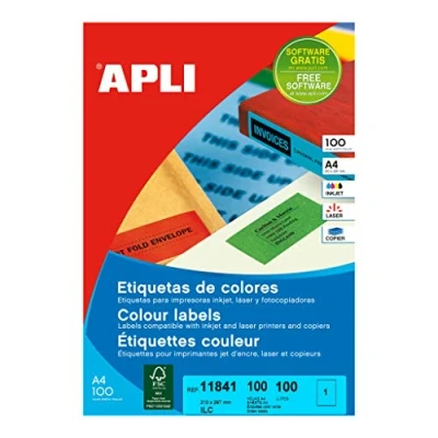Afbeelding van Apli Gekleurde etiketten ft 210 x 297 mm (b h), groen, 100 stuks, 1 per blad etiket
