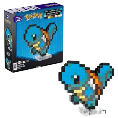 Afbeelding van MEGA Pokémon, bouwset voor actiefiguur, Squirtle in pixel retrostijl, 367 onderdelen, op tafel of aan de wand, bouw en showspeelgoed verzamelaars, HTH77