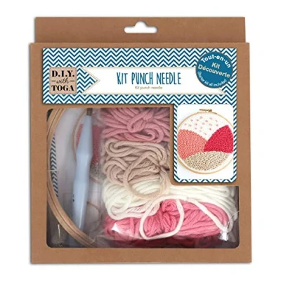 Afbeelding van Draeger by Toga punch Needle Starter Kit Discovery met 1 houten trommel + canvas wol naald tutorial
