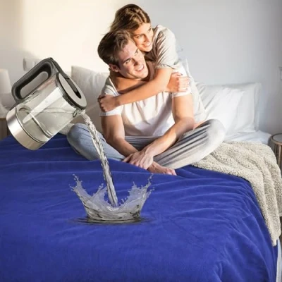 Afbeelding van Kritter Planet Hondendeken, waterdicht, liefdesdeken, seksdeken, wasbaar, knuffeldeken, bankbescherming, sprei voor bank, bed, L, 120 x 150 cm, grote deken, marine/taupe
