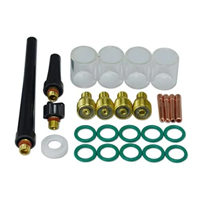 Afbeelding van RIVERWELD WIG gaslens spantang body &amp; # 10 Pyrex bekerkit DB SR WP 9 20 25 TIG lasbrander 26 stuks