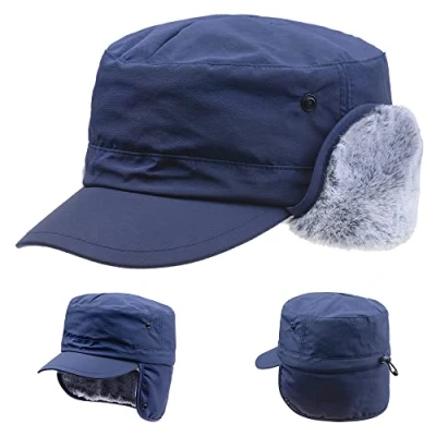 Afbeelding van Winter Militaire Cadet Cap Trapper Pilotenhoed Oorkleppen Jacht Elmer Hunter Rancher Bont, marineblauw, Eén maat