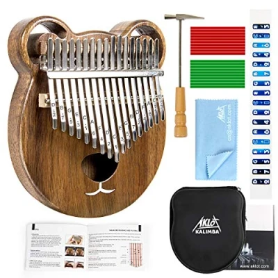Afbeelding van Aklot Kalimba 17 Keys Duim Piano Effen Hout Marimbas Vinger Start Kits Afrikaanse Instrument voor Kinderen Volwassen met Beschermende Case Tuning Hammer Studie Boekje