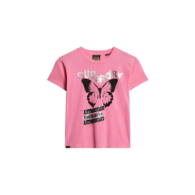 Afbeelding van Superdry LOFI ROCK Graphic Tshirt print, Dames, Maat: 36, Aurora pink