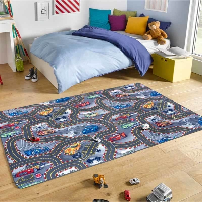Afbeelding van Vloerkleed Kids Race Track 160x240cm Grijs 123vloerkleed.nl is de online webshop voor vloerkleden en woonaccessoires.