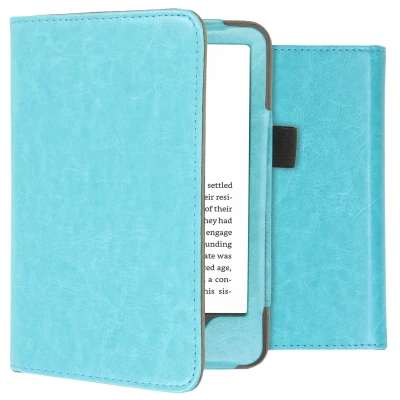 Afbeelding van Amazon Kindle (2022) 11th gen Hoes: iMoshion Vegan Leather Bookcase Lichtblauw Kunstleder E Reader Hoezen