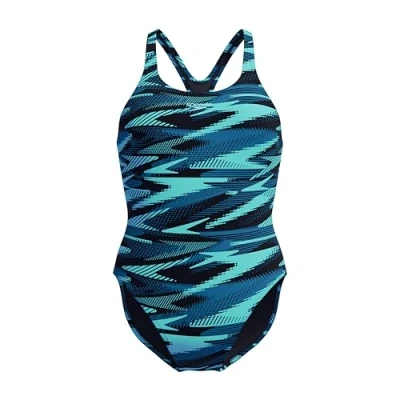 Afbeelding van Speedo Hyperboom Allover Medalist Badpak voor Dames Sneldrogend Fitness Chloorbestendig badpak, Dark Teal, 28