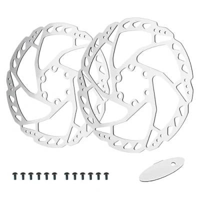 Afbeelding van RUJOI 160 mm schijfremrotor, remschijven met 6 bouten en MTB schijfremblokkenafsteller Geschikt voor Shimano/Tektro/TRP remslot (2 stuks rotoren 12 boutenschroef)