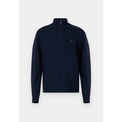 Afbeelding van Tommy Hilfiger PIMA ORG ZIP MOCK Trui, Heren, Maat: XS, Desert sky