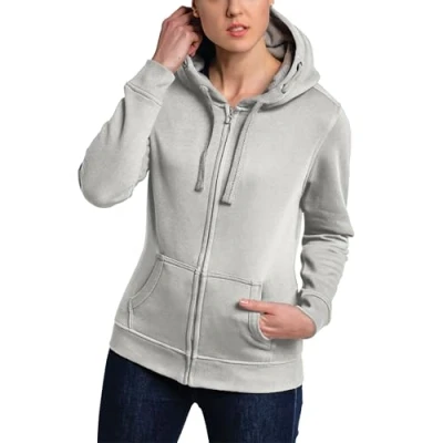 Afbeelding van HRM Premium damesjack met capuchon contrasterende binnenvoering, basic hoodie ritssluiting, hoogwaardige en duurzame damestops, zand, 4XL