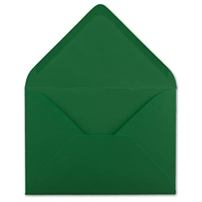 Afbeelding van Enveloppen, 75 DIN C6, donkergroen, 11,4 x 16,2 cm, 120 g/m², natte plakrand enveloppen zonder venster, voor uitnodigingen van uw glüxx agent