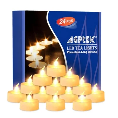 Afbeelding van AGPtEK 24 STKS Timer flikkerende vlamloze LED theelicht kaarsen