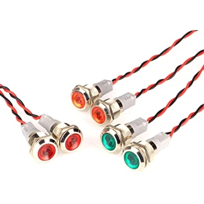 Afbeelding van GUUZI 6 stks 220V 230V 12mm LED paneel Pilot Dash Waarschuwingslampje Indicatielampje Lamp Lampen Directionele (Rood/Geel/Groen)