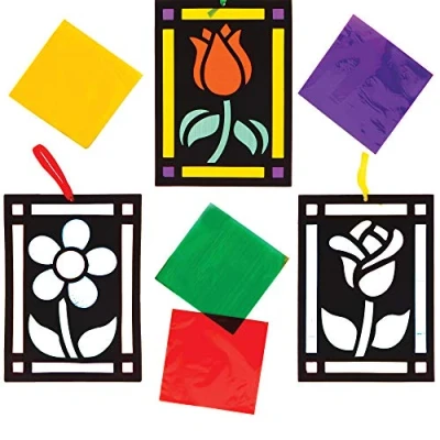 Afbeelding van Baker Ross AT389 gekleurd glas effect bloemen knutselsets voor kinderen (6 stuks) creatieve sets knutselen en kunsthandwerk Moederdag