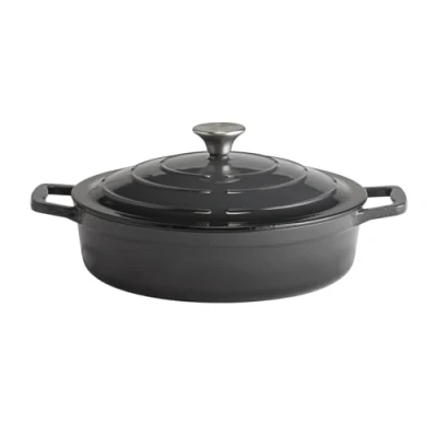 Afbeelding van APS 88305 braadpan met deksel &quot;5 STARS&quot;, gietijzer, geschikt voor inductie, ovenbestendig, incl. dekselhouder, Ø 28 cm, 3 liter, antraciet