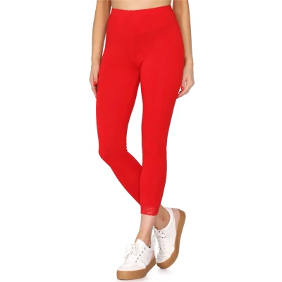 Afbeelding van Merry Style MS MS10 224 LE Dames Leggings met Kant Sport Vrijetijdsbroek 7/8 Lengte Viscose Rood XL