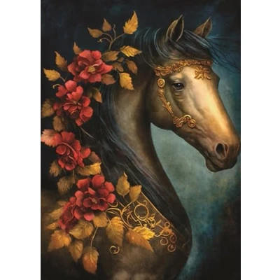 Afbeelding van Floral Horse Rijstpapier, 29 x 40 cm (1st) voor meubels poster CRAFT Decoupage van KREATIVELY