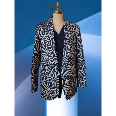 Afbeelding van Dames blazer print blauw One size