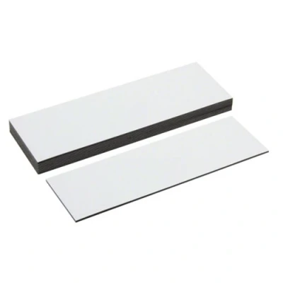 Afbeelding van Magnet Expert FML12040GW 10 Flexibele magnetische etiketten met glanzend droog wisoppervlak, verpakking van stuks, metaal, wit/zilver, 120 x 40 0,76 mm