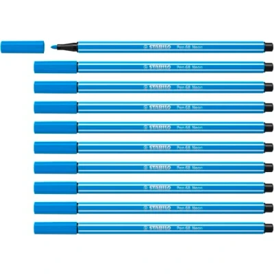 Afbeelding van Premium Viltstift STABILO Pen 68 10 stuks neon blauw