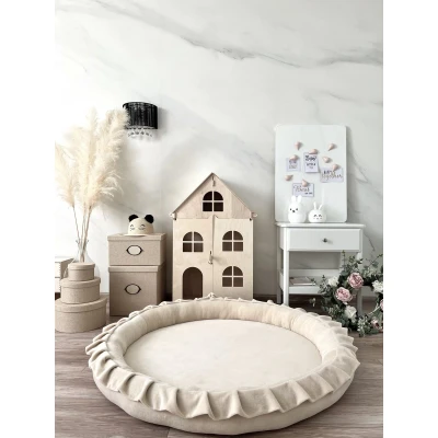 Afbeelding van Speelnest Speelmat Rond Moje Soft Velvet Ecru