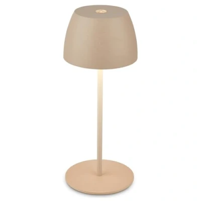 Afbeelding van BRILONER Mini LED tafellamp draadloos IP44 met touch, traploos dimbaar, oplaadbare batterij &amp; lichtbron verwisselbaar, bedlamp, decoratieve lamp, tafellamp, 8x20 cm (DxH), beige