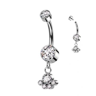 Afbeelding van Piercing titanium cluster hanger pootje wit