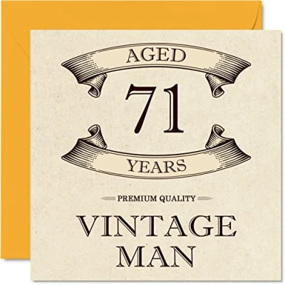Afbeelding van Vintage 71e verjaardagskaarten voor mannen 71 jaar oud leuke verjaardagskaart opa vader echtgenoot oom broer wenskaarten 145 mm x wenskaarten,