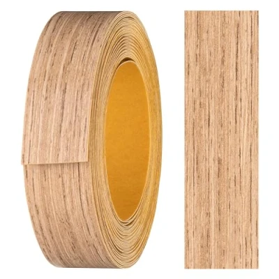 Afbeelding van haggiy melamine kantenband zelfklevend 18 mm x 5 m I meubelrandband veilige grip zonder strijken fineer voor planken/houten panele (steeneiken)