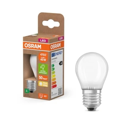 Afbeelding van OSRAM LED Superstar classic lamp P 40 in miniball shape made of frosted glass, 2.2 W, 470 lm, E27 socket, warm white light with 2,700 K, EEK A, 45 mm diameter.