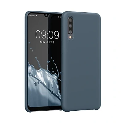 Afbeelding van kwmobile telefoonhoesje geschikt voor Samsung Galaxy A50 Hoesje met siliconen coating Smartphone case in leisteen