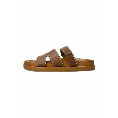 Afbeelding van Sacha Bruine Slippers (Maat 36, Leer)