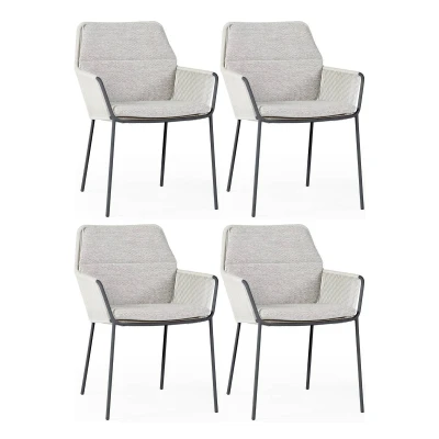 Afbeelding van Punta dining tuinstoel naturel mixed weave camel sand SUNS set van 4