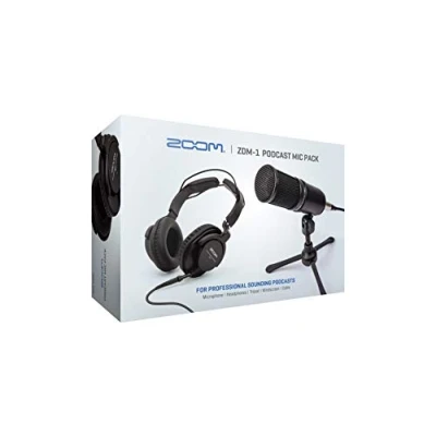 Afbeelding van Zoom ZDM 1 Podcast Mic Pack, dynamische microfoon, hoofdtelefoon, statief, voorruit, XLR kabel, voor het opnemen van podcasts