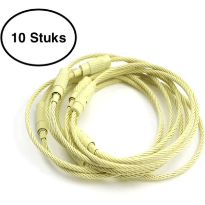 Afbeelding van Staaldraad sleutelring 15 cm Sleutelhanger Split ring centimeter 10 stuks Beige