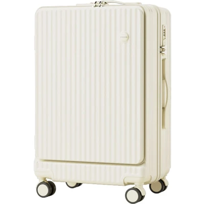 Afbeelding van handbagage Koffer reiskoffer met laptopvak trolley 55x35x25 Lichtgewicht Cijferslot wit