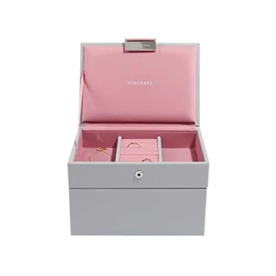 Afbeelding van Stackers Dove Grey with Antique Pink Mini Jewellery Box Set of 2