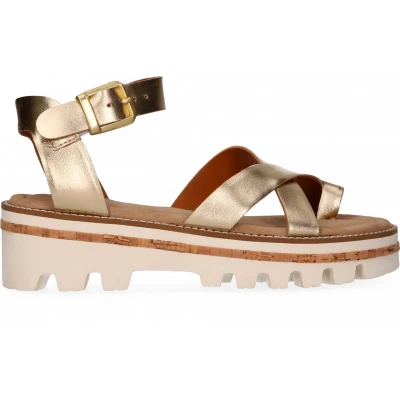 Afbeelding van Maruti KIKI Sandalen met plateauzool, Dames, Maat: 40, Gold Leer