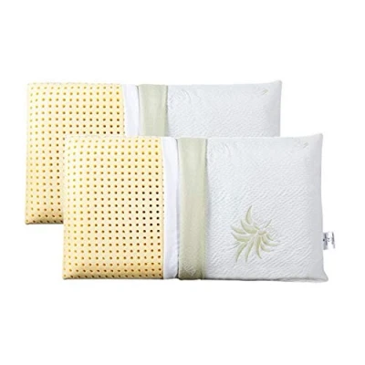 Afbeelding van EVERGREENWEB 2 Hoofdkussens 40x70 9 cm laag Rechthoekig 100% Memory Foam Dubbele Voering Aloë Vera en Katoen UITNEEMBAAR ONTSPANNEND tegen Nekklachten MEDISCH HULPMIDDEL