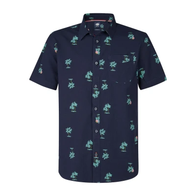 Afbeelding van Petrol Industries Heren All over Print Overhemd Coralshore Blauw Maat S