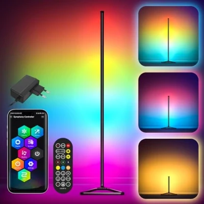 Afbeelding van Mtutu LED Vloerlamp 140cm RGB Hoeklamp Dimbaar werkt met Afstandsbediening/APP, Hoogte Verstelbaar, Muzieksynchronisatie, DIY Modus Stijlvolle voor Woonkamer, Slaapkamer, Speelkamer